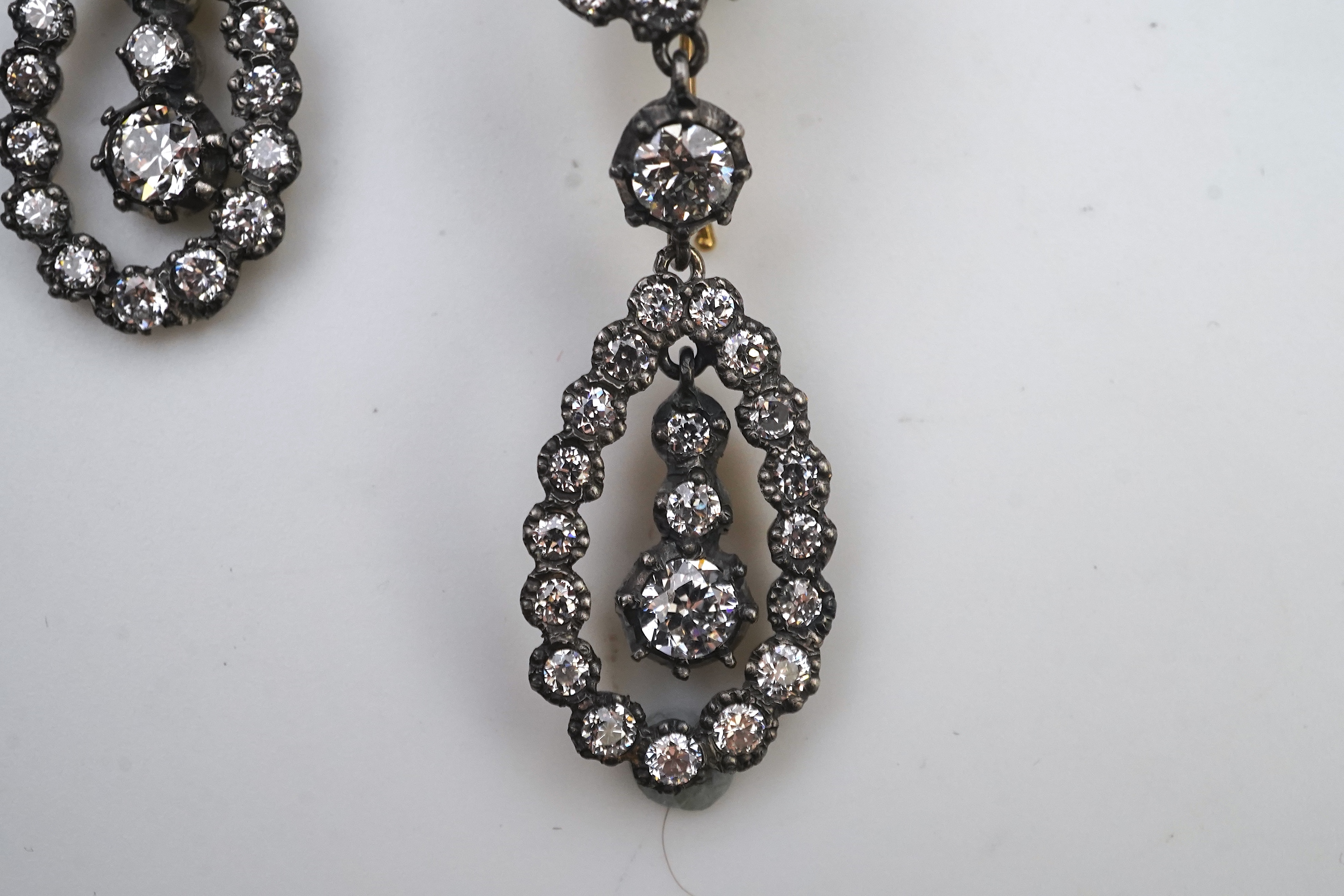 A pair of diamond earrings